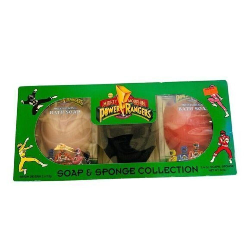 Power Rangers Vintage 1994 Bath Soap &‎ Sponge Collection Pink & Black Sponge